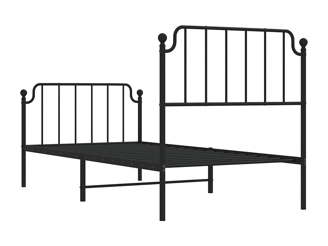 Giroletto con Testiera e Pediera Metallo Nero 90x200 cm