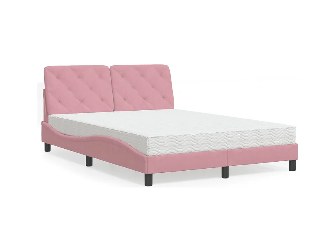 Lit avec matelas rose 140x200 cm velours