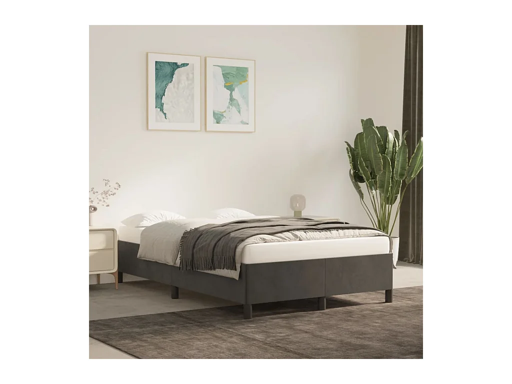 Cadre de lit sans matelas gris foncé 120x190 cm velours
