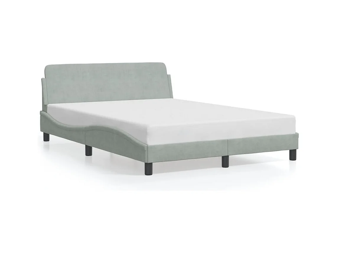 Cadre de lit sans matelas gris clair 140x200 cm velours