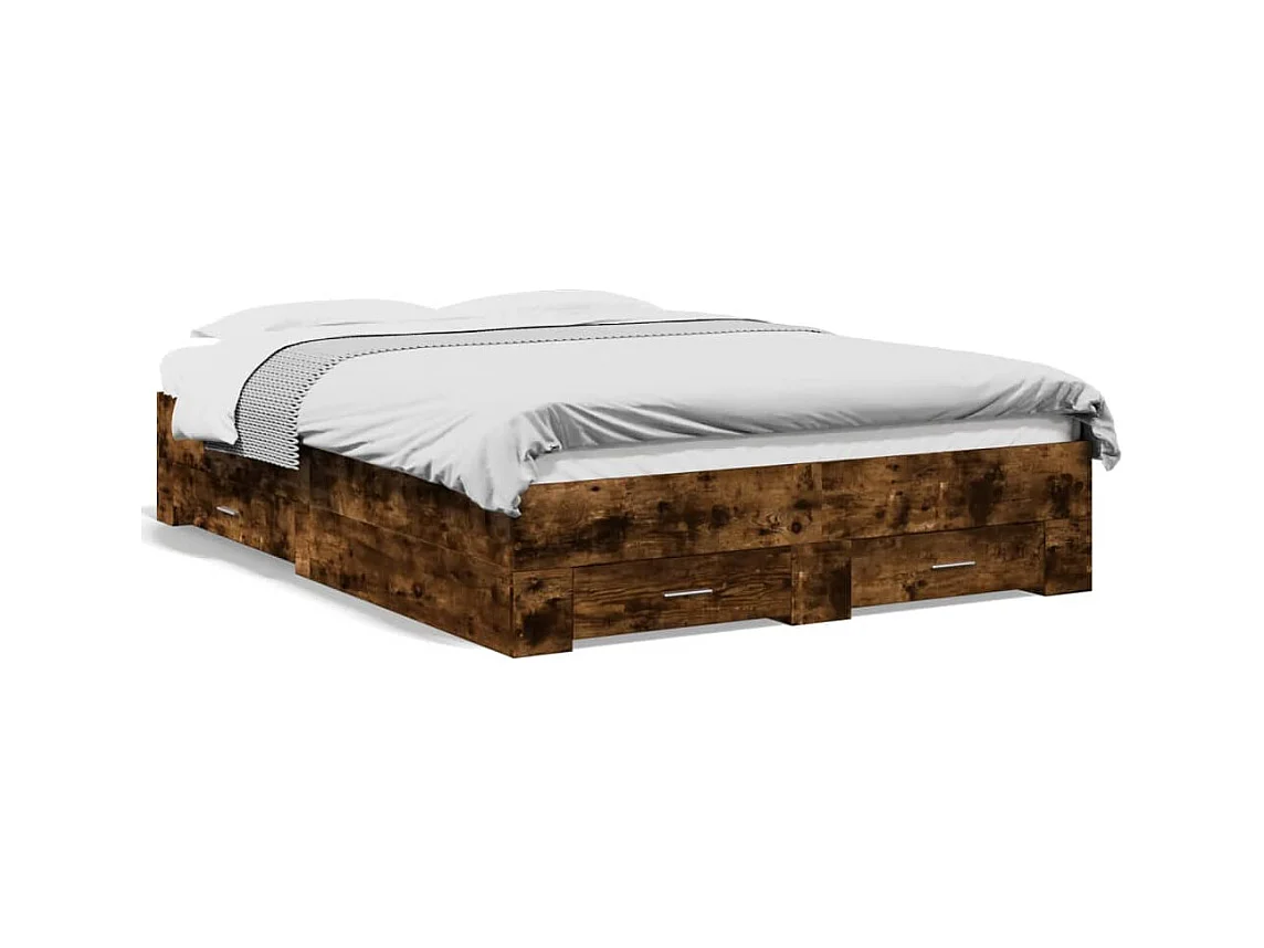 Bedframe met lades bewerkt hout gerookt eikenkleurig 120x190 cm