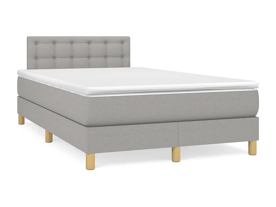 Cama box spring con colchón y LED tela gris claro 120x190 cm