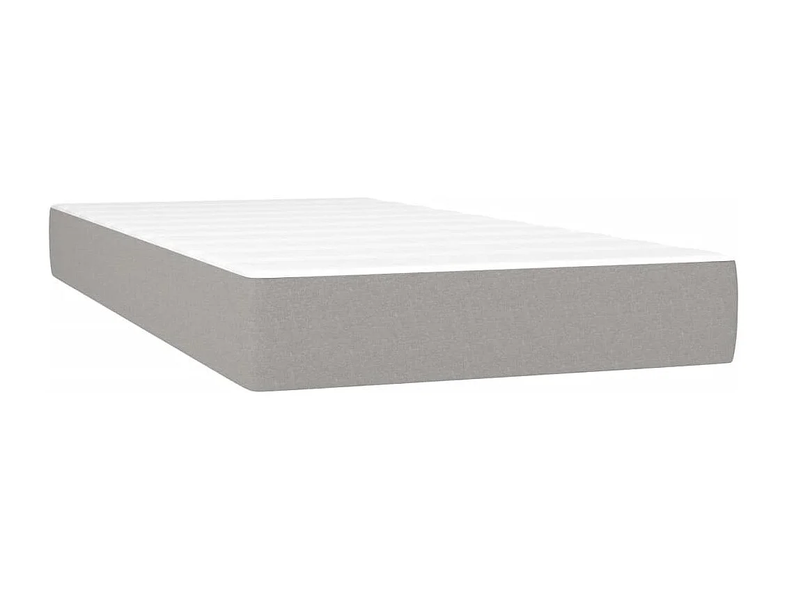 Cama box spring con colchón y LED tela gris claro 120x190 cm