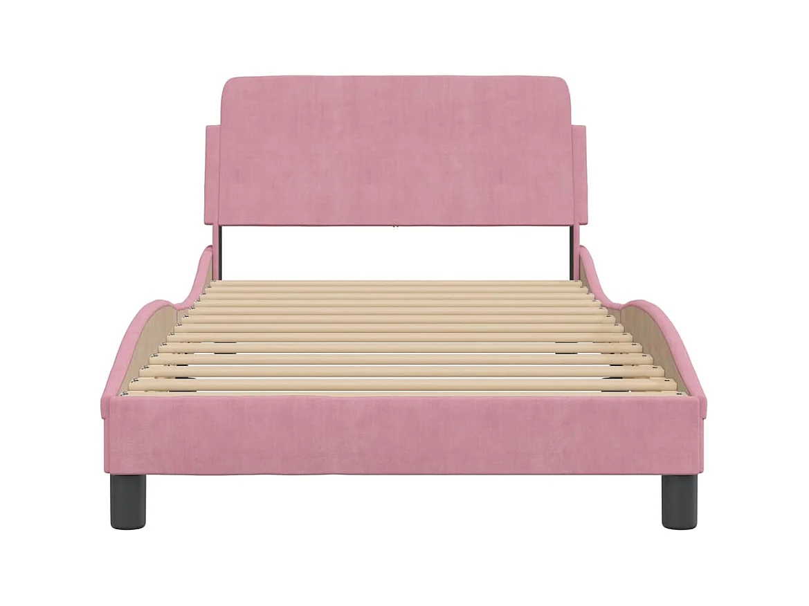 Cadre de lit avec tête de lit Dover rose 100x200cm velours