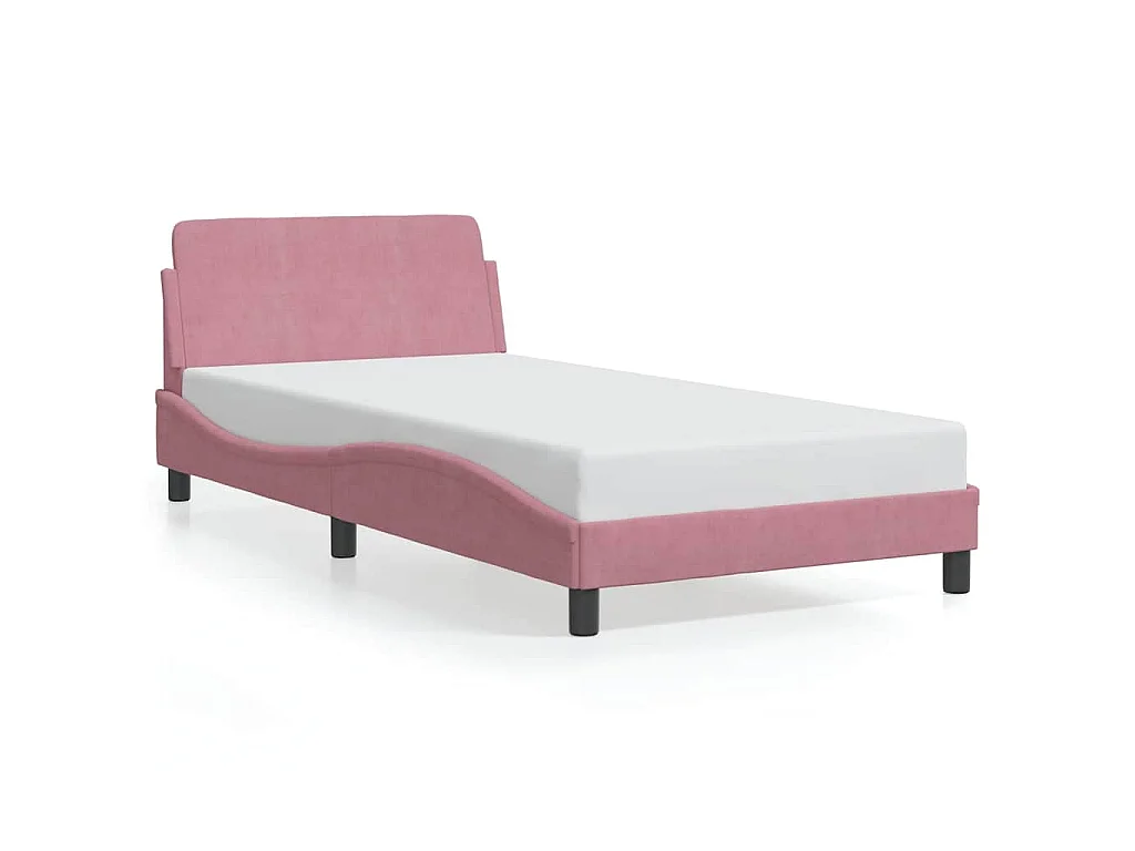 Cadre de lit avec tête de lit Dover rose 100x200cm velours