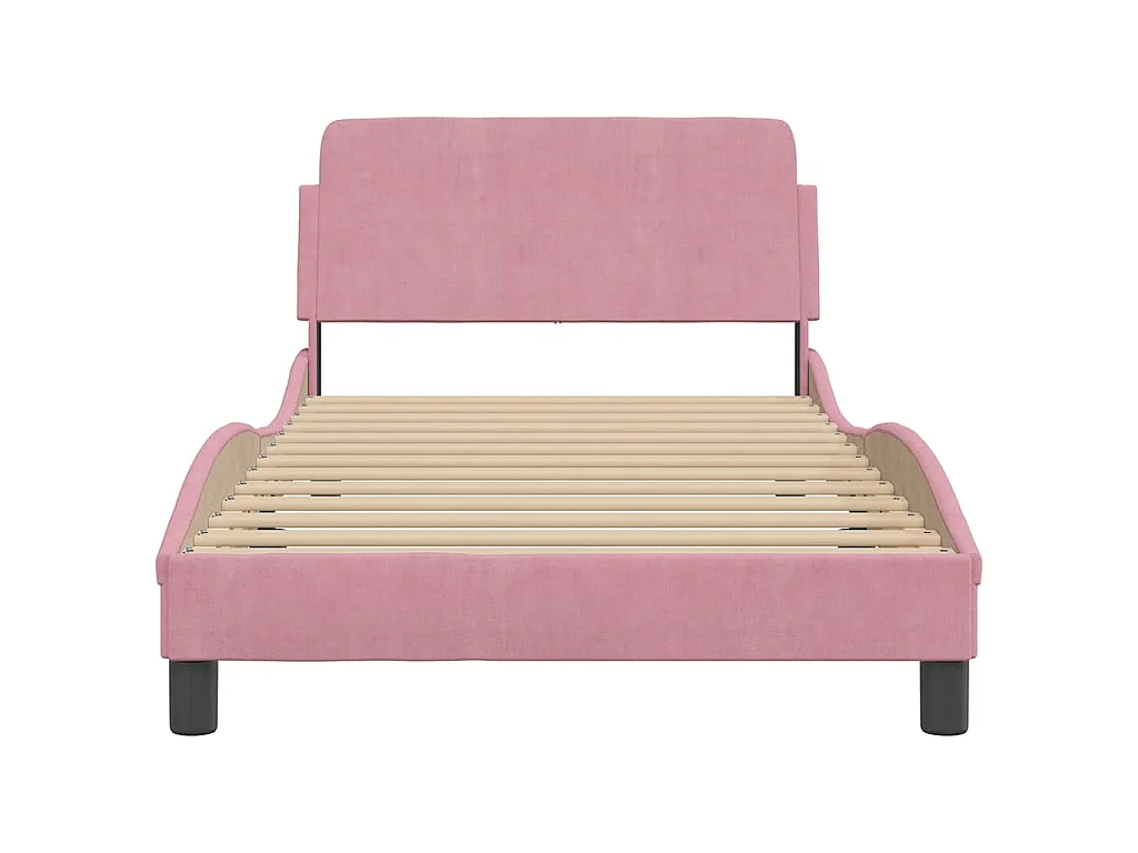 Cadre de lit avec tête de lit Dover rose 100x200cm velours