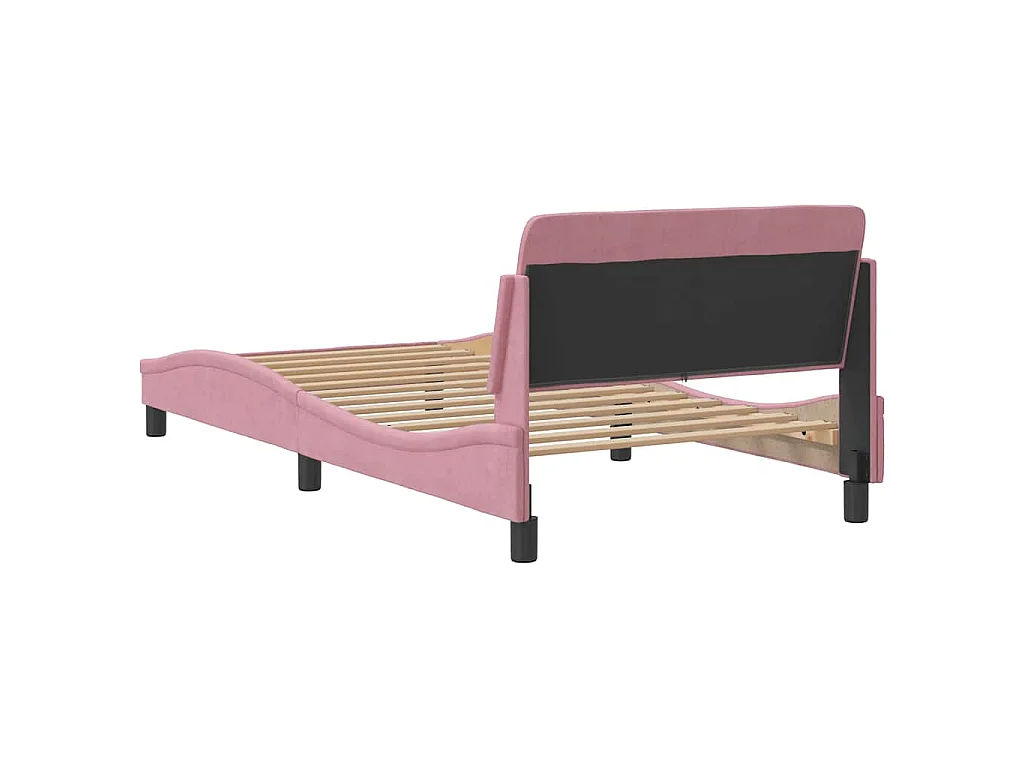 Cadre de lit avec tête de lit Dover rose 100x200cm velours