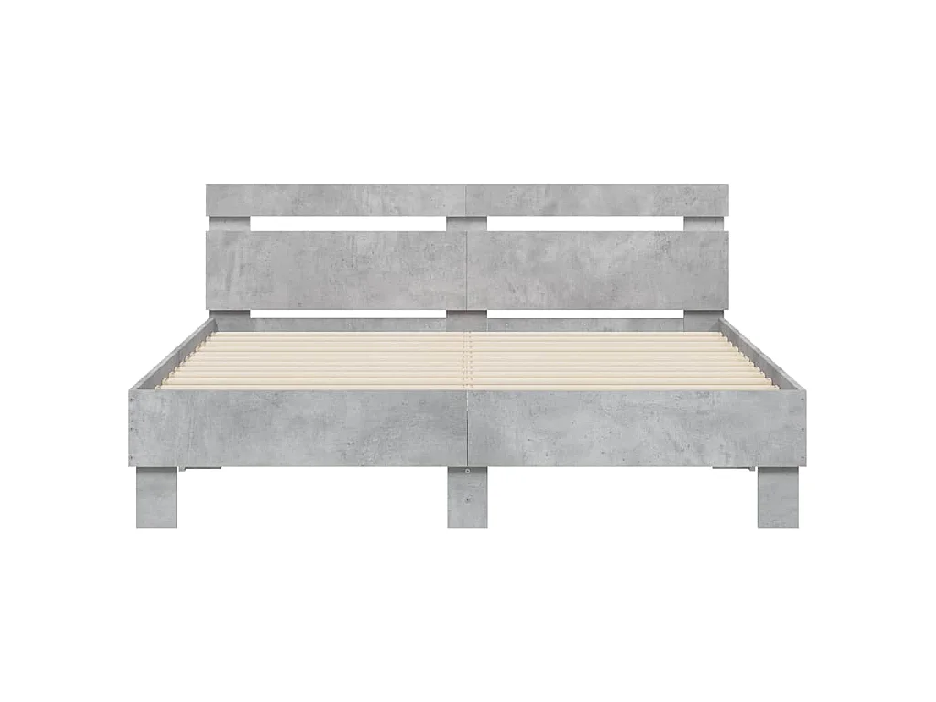 Cama con cabecero madera de ingeniería gris hormigón 140x200 cm