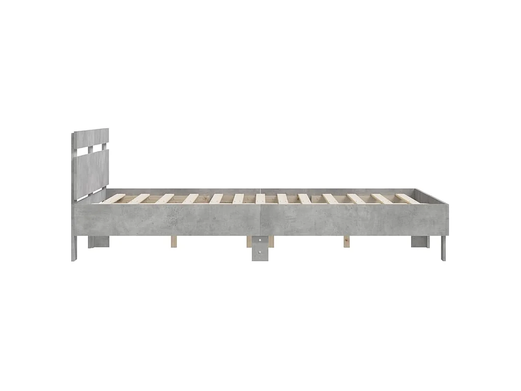Cama con cabecero madera de ingeniería gris hormigón 140x200 cm