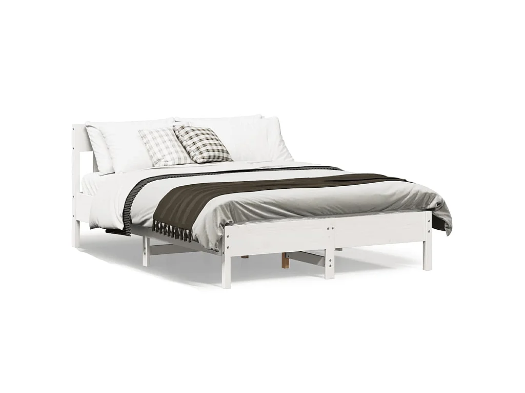 Cadre de lit sans matelas blanc 140x190 cm bois de pin massif