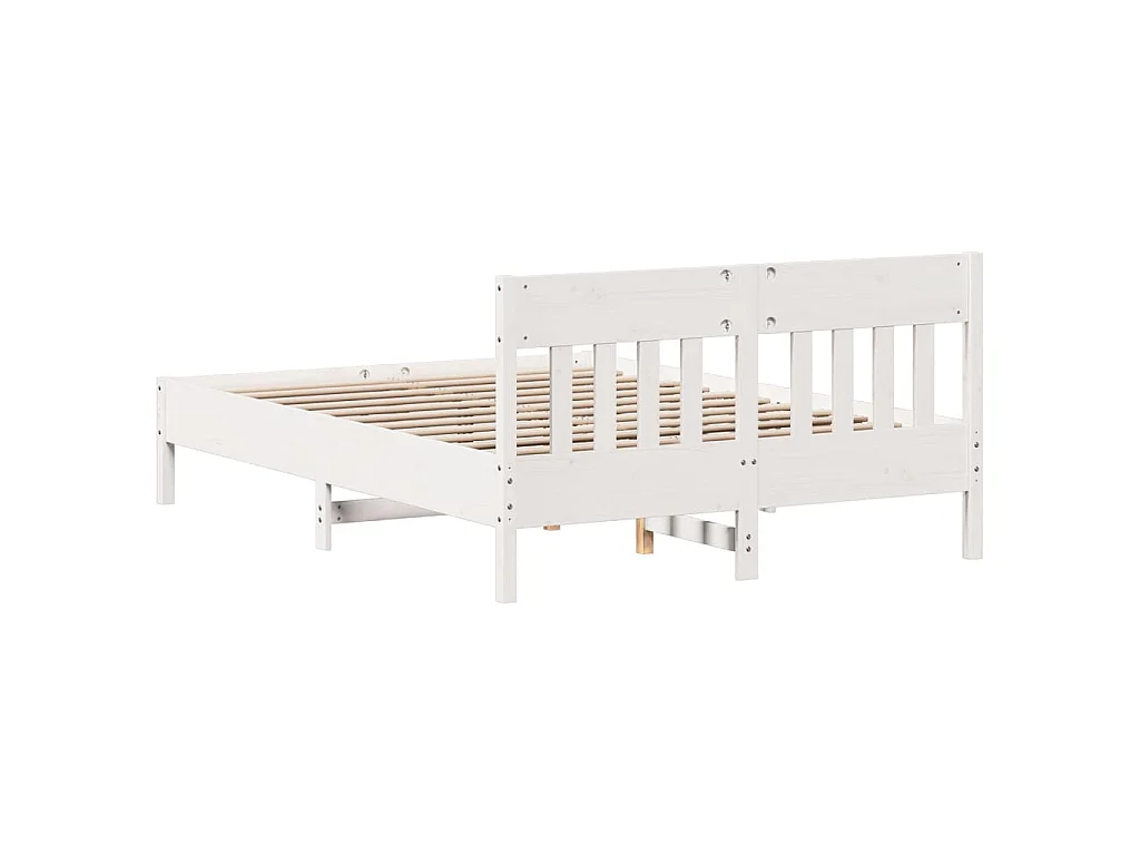Bedframe zonder matras massief grenenhout wit 140x190 cm