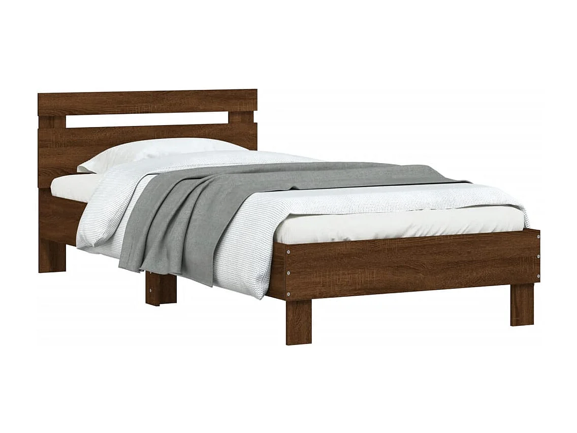 Bedframe met hoofdbord zonder matras bruin eiken 100x200 cm