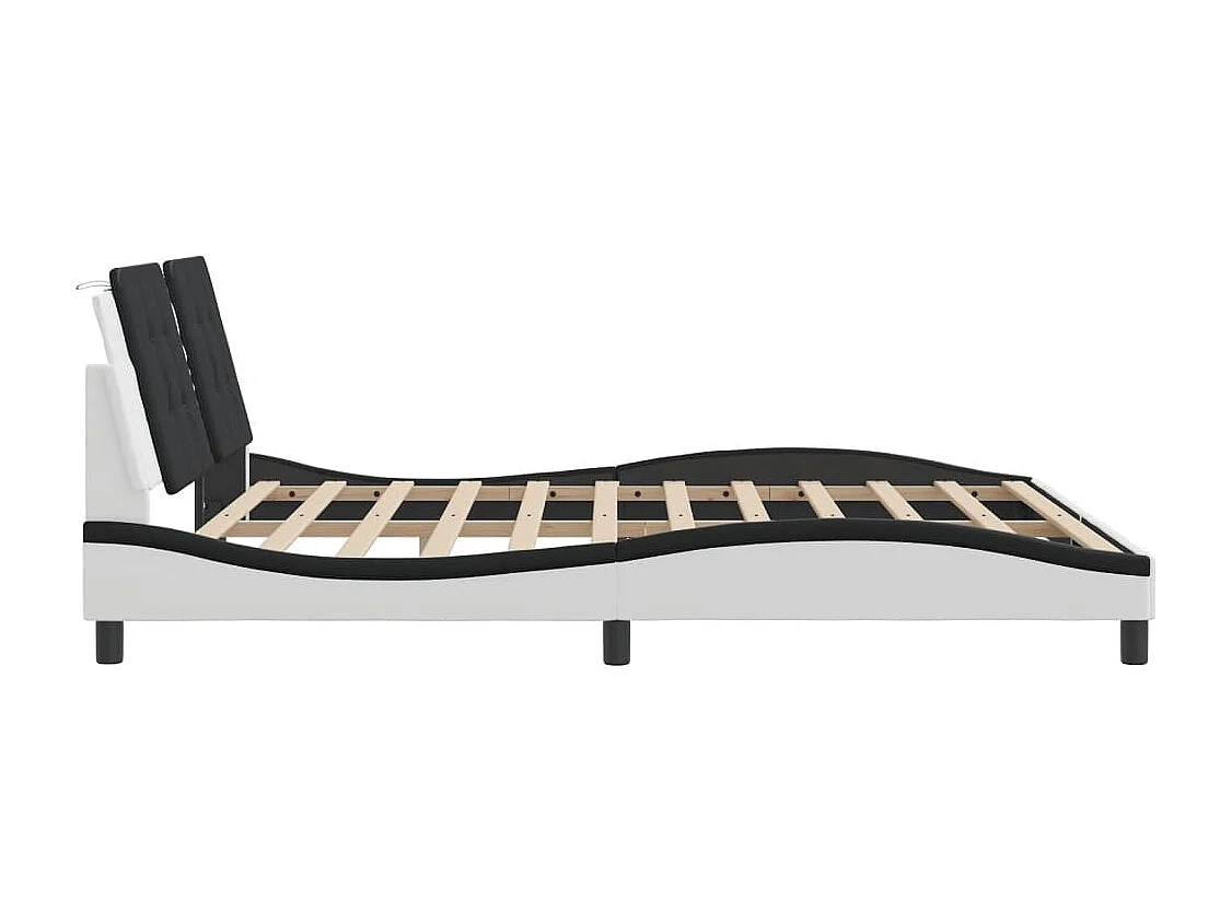 Bedframe met LED zonder matras "Zadar" wit en zwart 180x200 cm