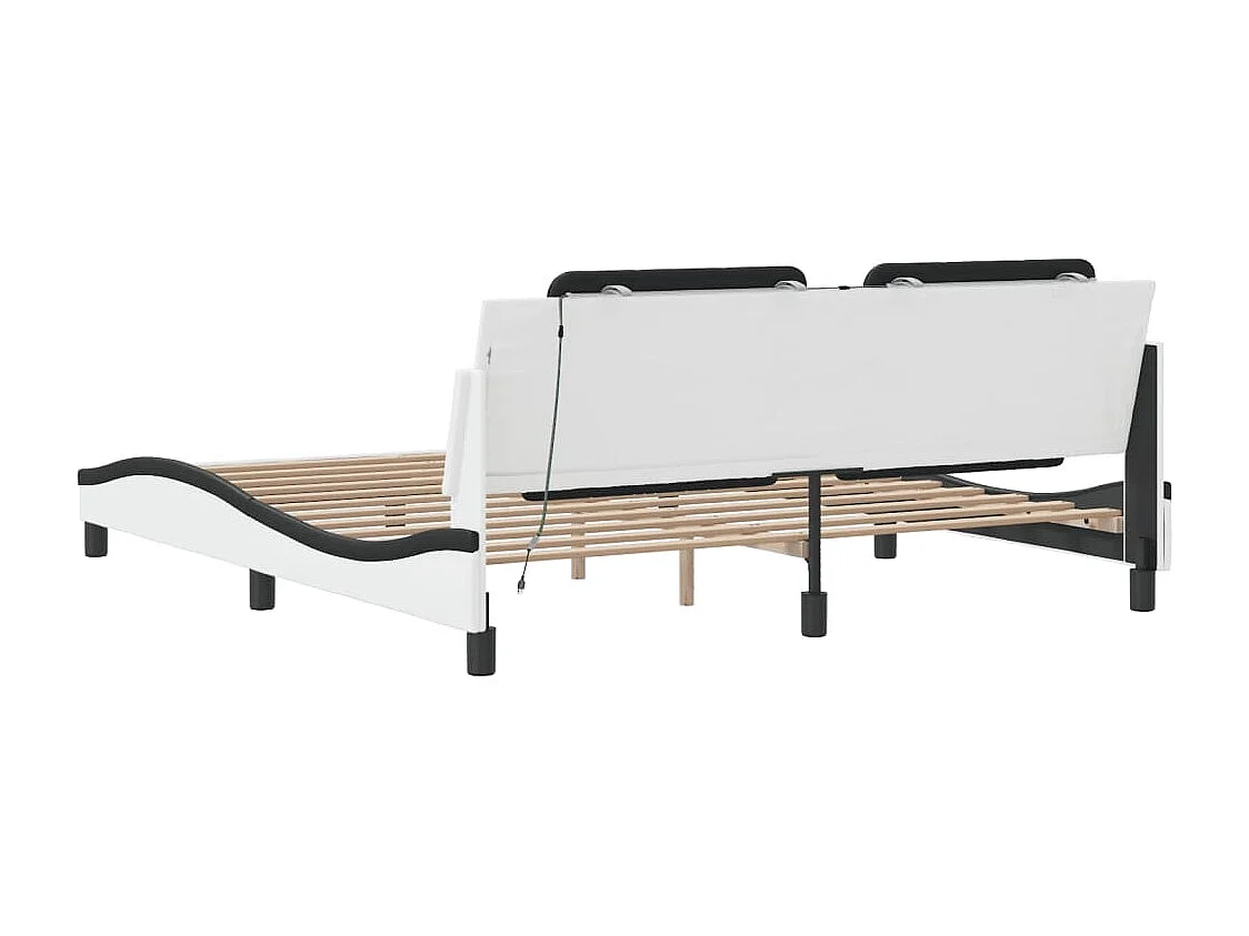 Bedframe met LED zonder matras "Zadar" wit en zwart 180x200 cm