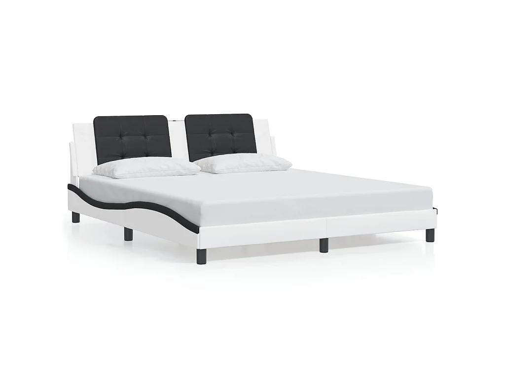 Bedframe met LED zonder matras "Zadar" wit en zwart 180x200 cm