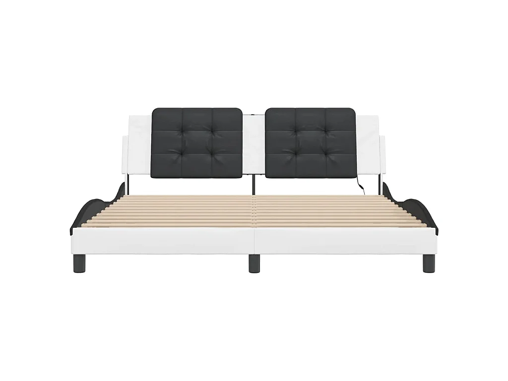 Bedframe met LED zonder matras "Zadar" wit en zwart 180x200 cm