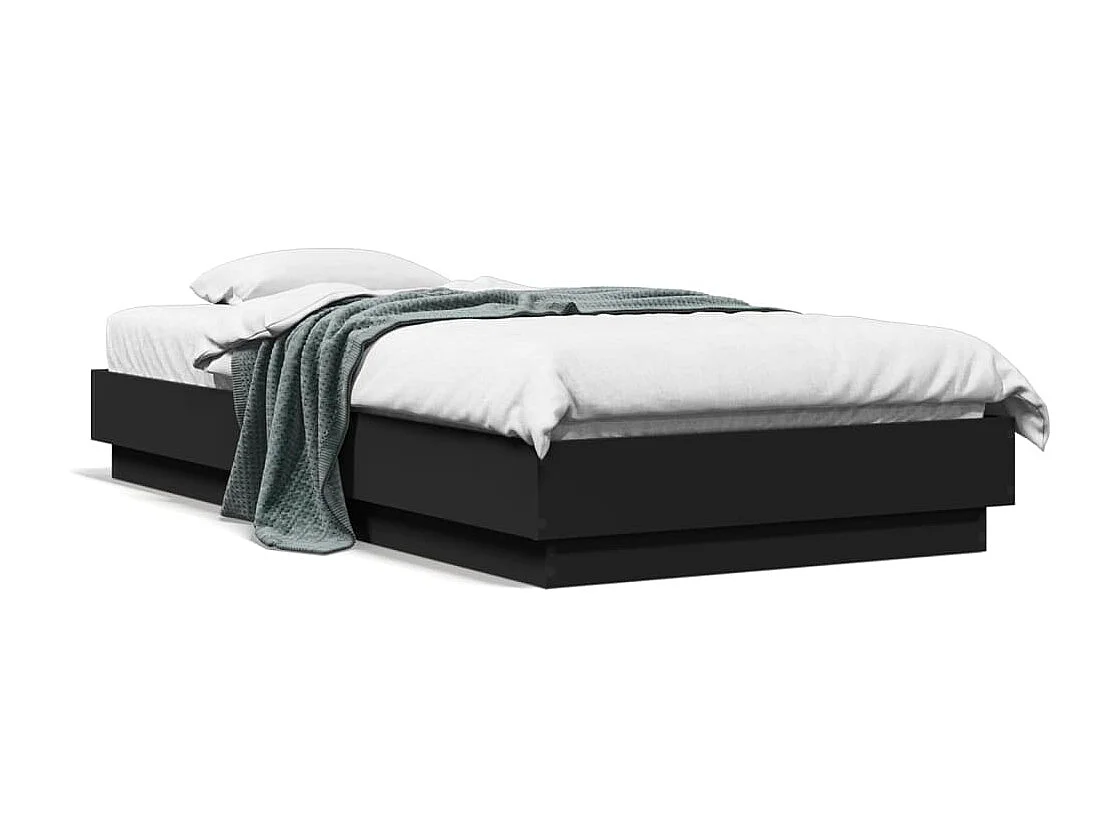 Cadre de lit sans matelas noir 75x190 cm bois ingénierie