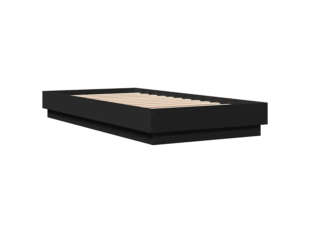 Bedframe bewerkt hout zwart 75x190 cm