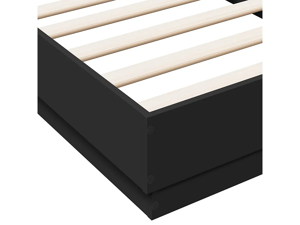 Bedframe bewerkt hout zwart 75x190 cm