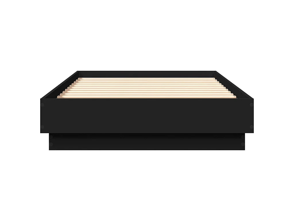 Cadre de lit sans matelas noir 75x190 cm bois ingénierie