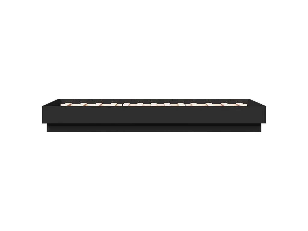 Cadre de lit sans matelas noir 75x190 cm bois ingénierie