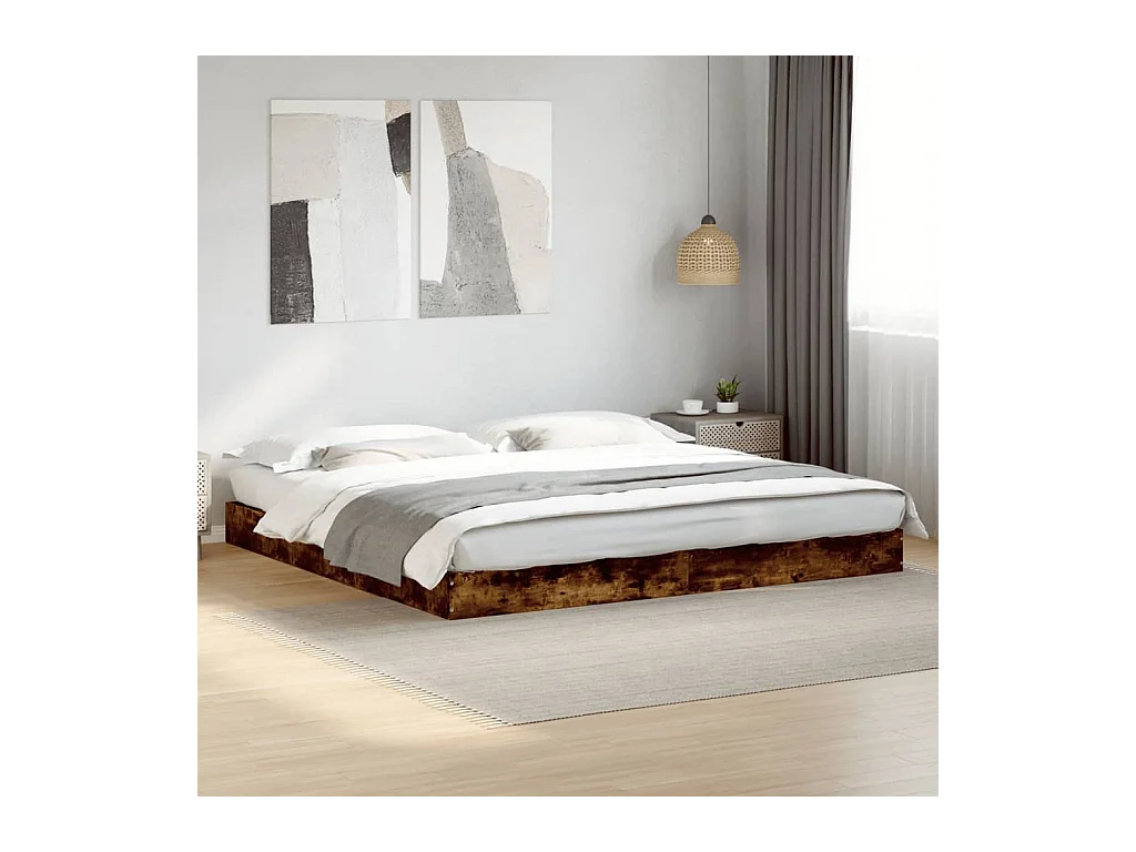 Cadre de lit sans matelas chêne fumé 180x200 cm