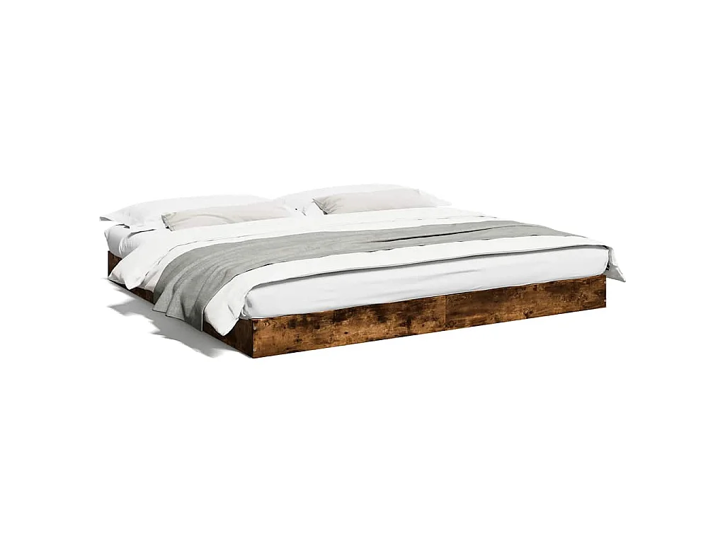 Cadre de lit sans matelas chêne fumé 180x200 cm