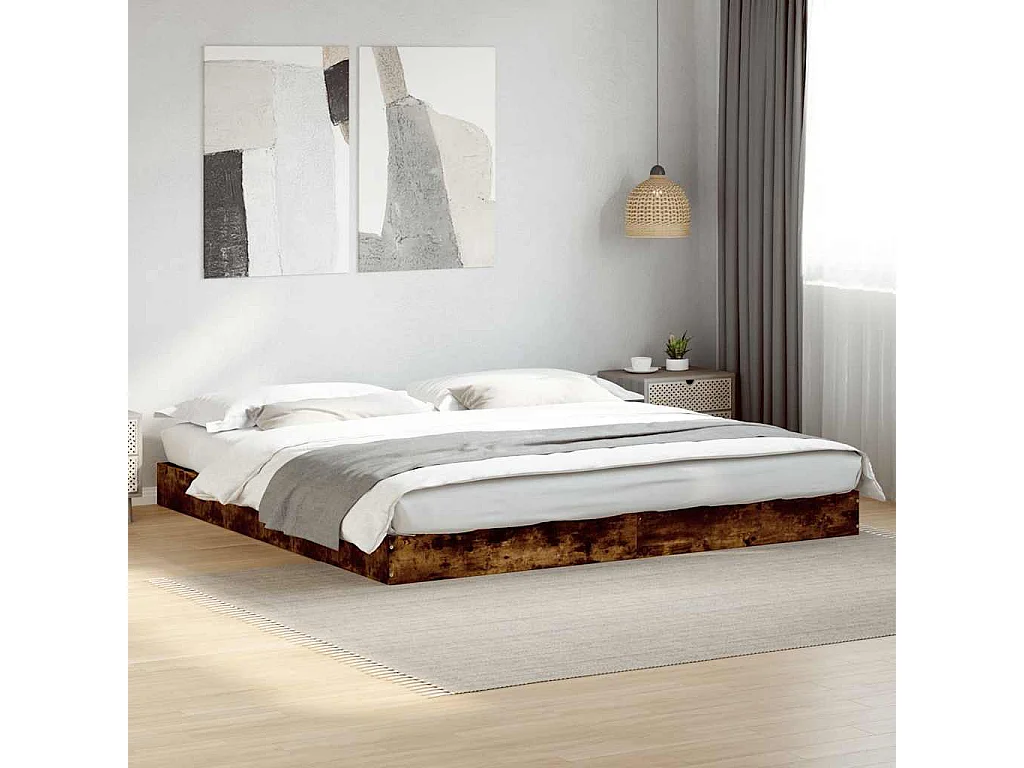 Cadre de lit sans matelas chêne fumé 180x200 cm