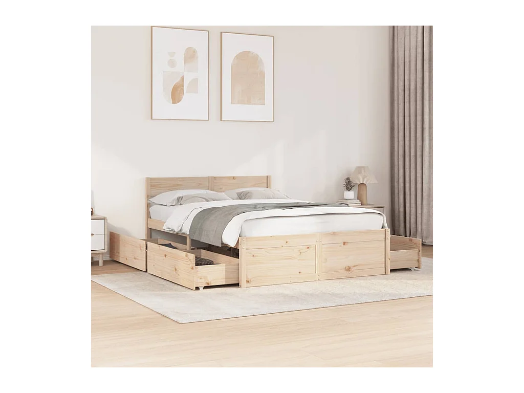 Cadre de lit sans matelas 140x190 cm bois de pin massif