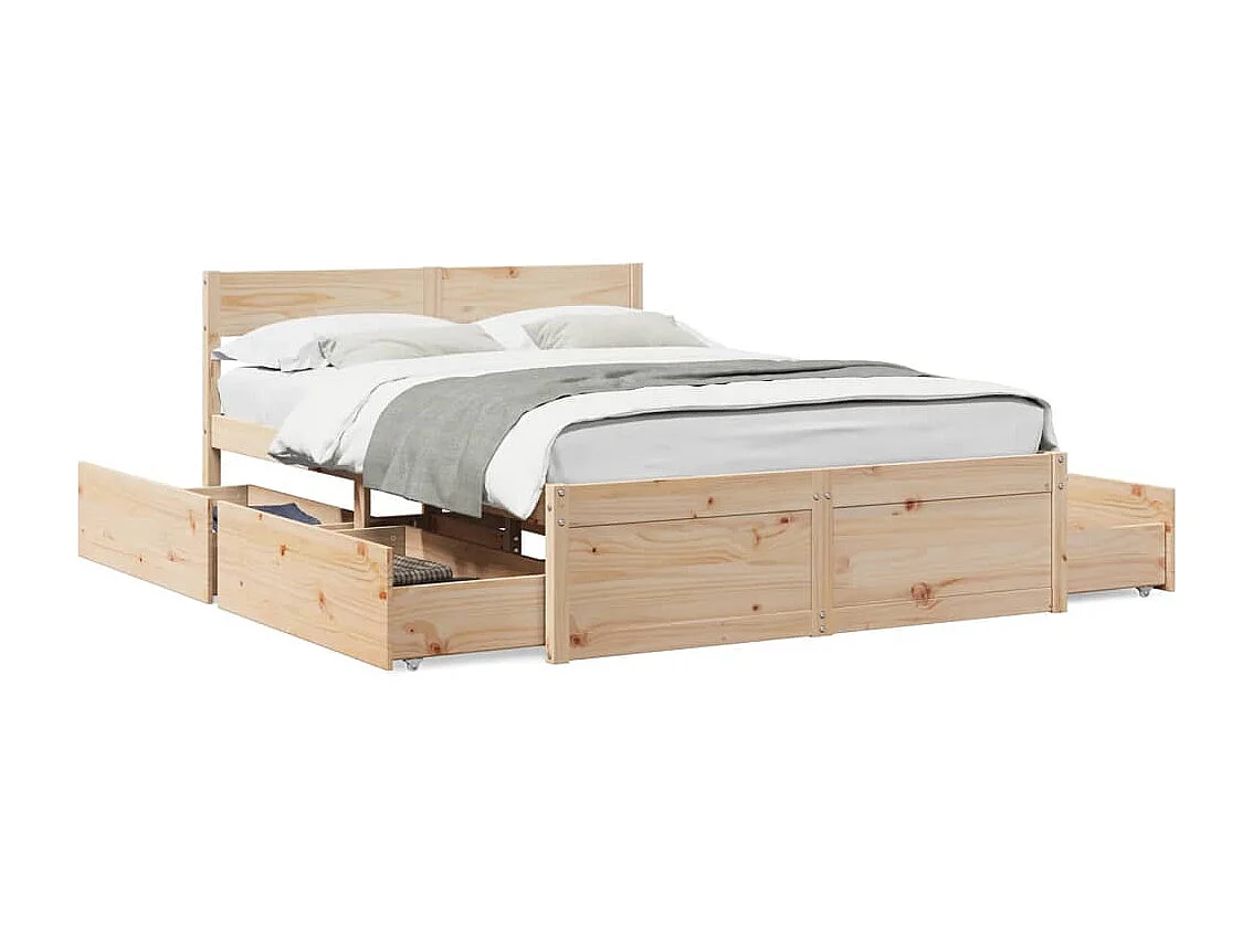 Bedframe zonder matras massief grenenhout 140x190 cm