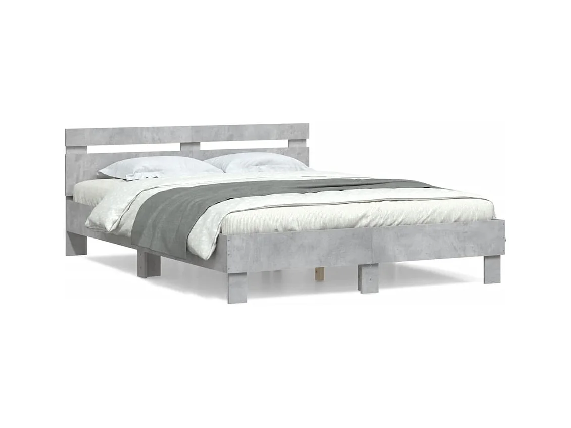 Giroletto Testiera Grigio Cemento 150x200 cm Legno Multistrato