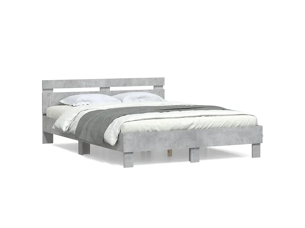 Estrutura de cama c/ cabeceira derivados madeira cinza-cimento