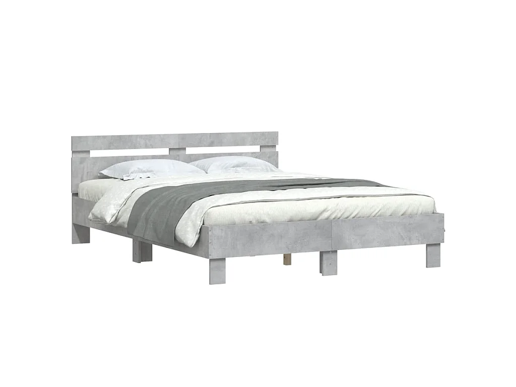 Estrutura de cama c/ cabeceira derivados madeira cinza-cimento