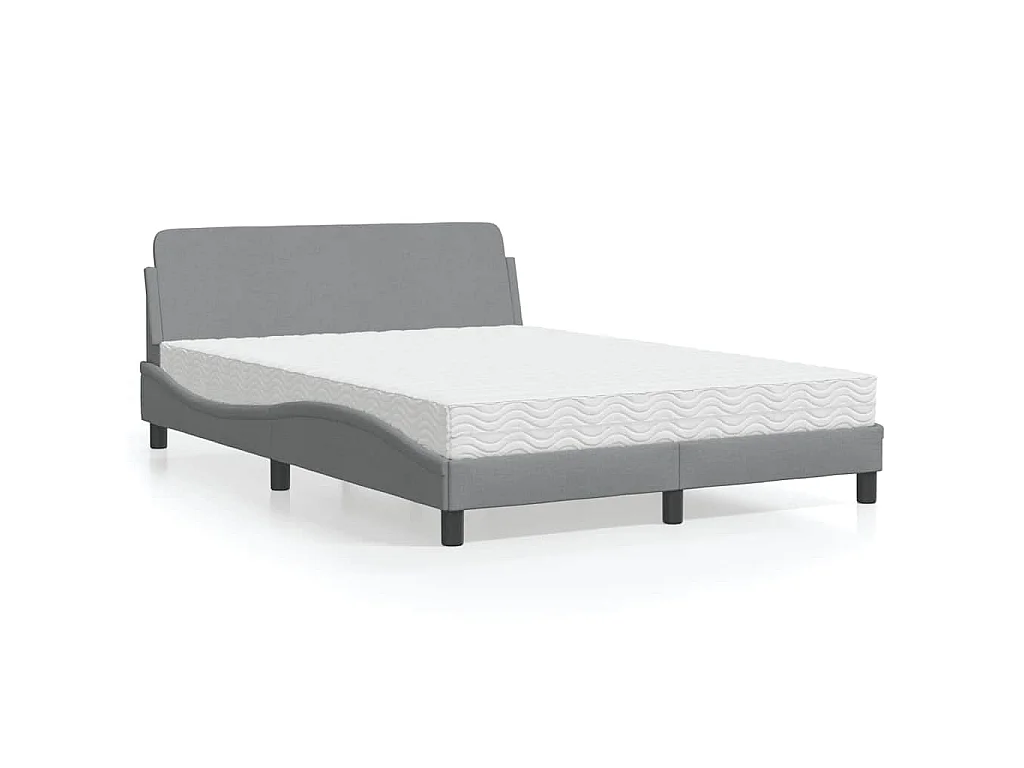 Lit avec matelas Dover gris clair 120x200 cm tissu