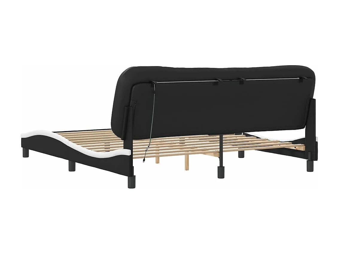 Cadre de lit avec LED sans matelas noir et blanc 180x200 cm