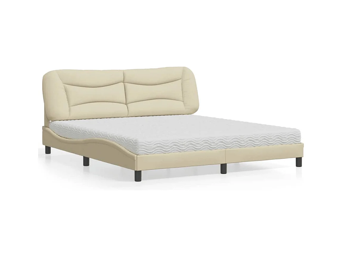 Bed met matras "Hvar" stof crèmekleurig 180x200 cm