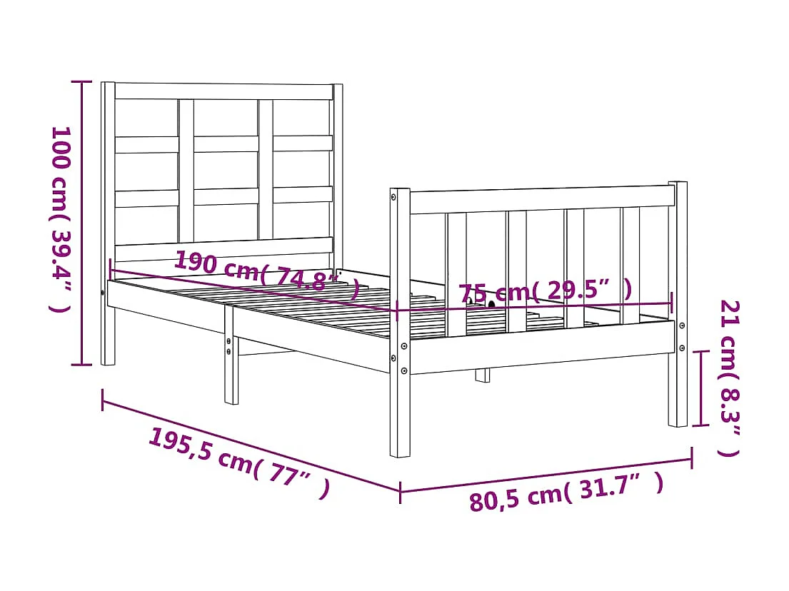 Massivholzbett ohne Matratze Weiß Kiefernholz