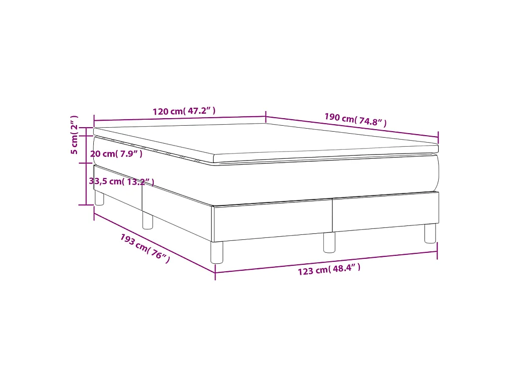 Boxspringbett mit Matratze Grau 120x190 cm Kunstleder