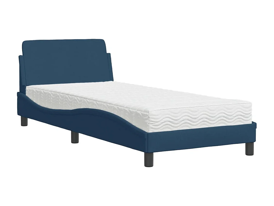 Cama com colchão Dover 90x190 cm tecido azul