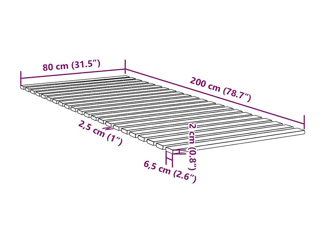 Lattenrost 80x200 cm Massivholz Kiefer
