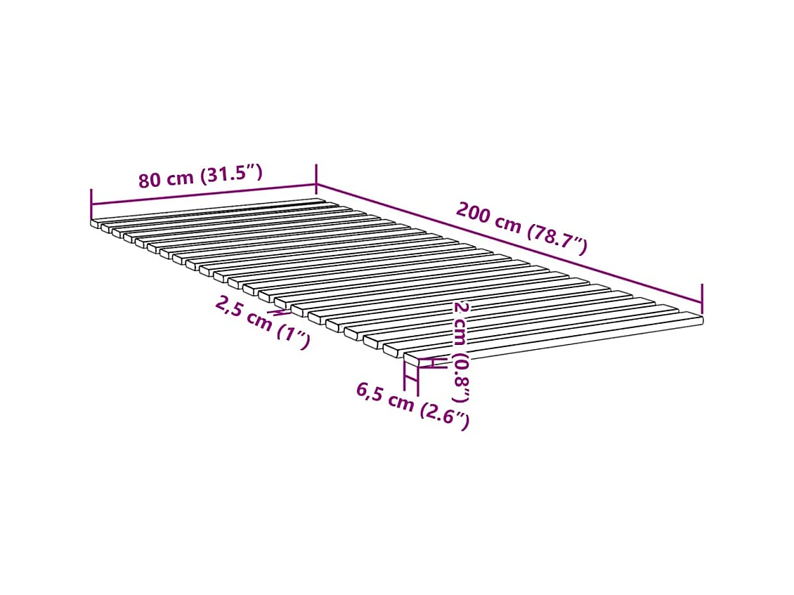 Lattenrost 80x200 cm Massivholz Kiefer
