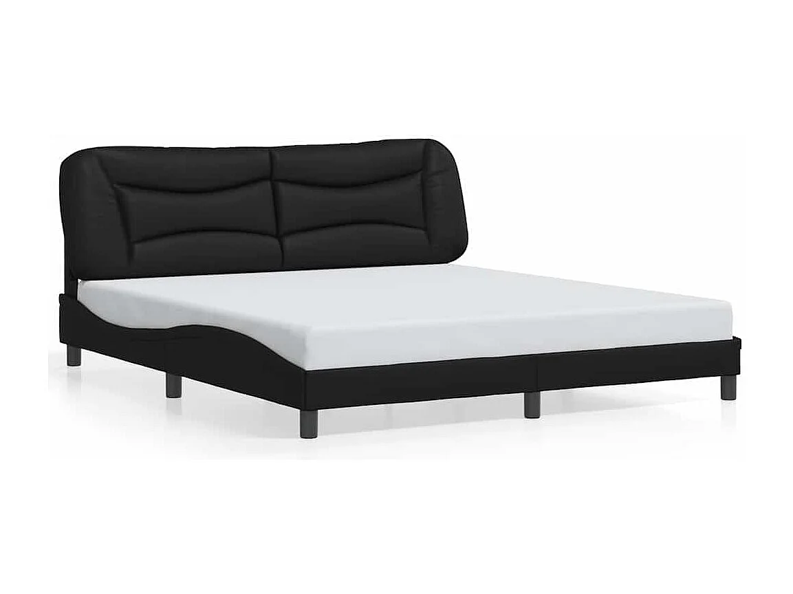 Bedframe met LED zonder matras "Hvar" kunstleer zwart 180x200 cm