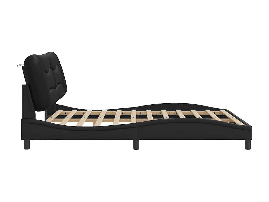 Bedframe met LED zonder matras "Hvar" zwart 180x200 cm