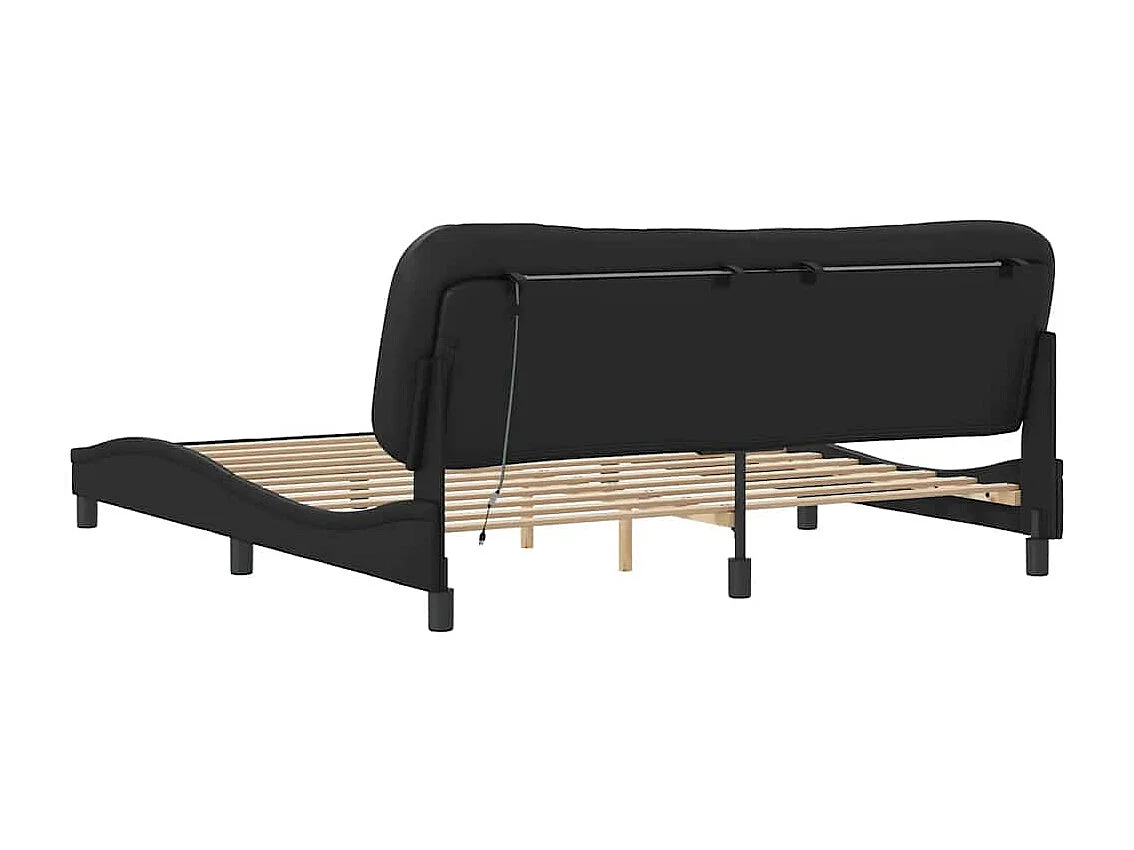 Bedframe met LED zonder matras "Hvar" zwart 180x200 cm