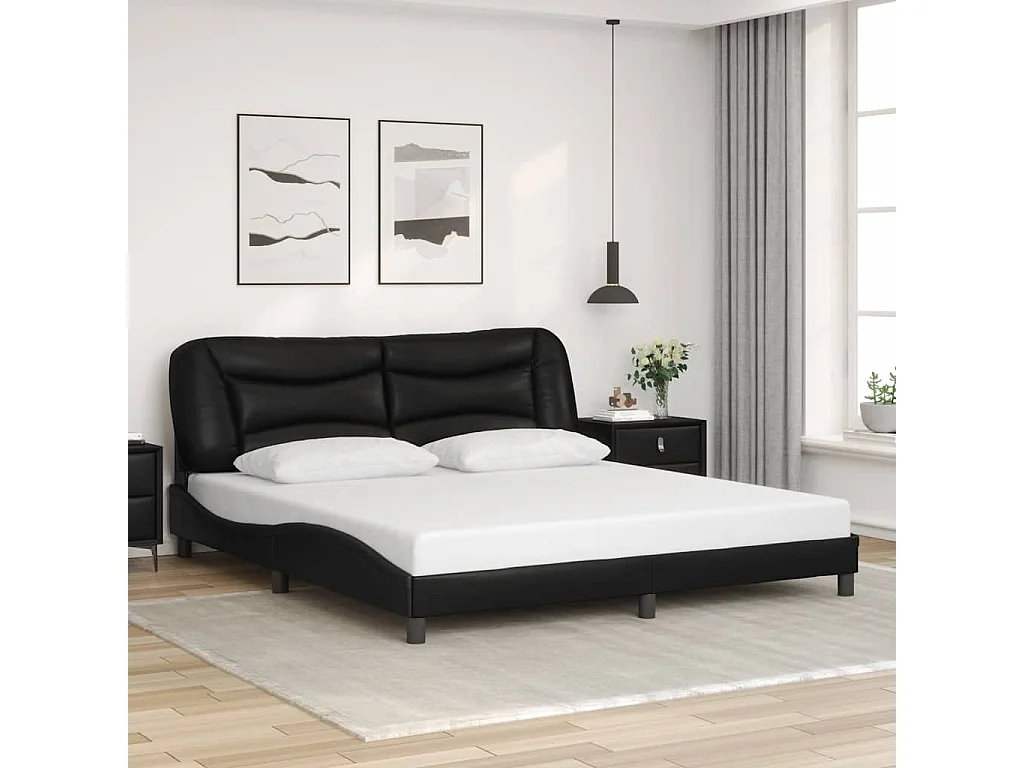 Bedframe met LED zonder matras "Hvar" zwart 180x200 cm
