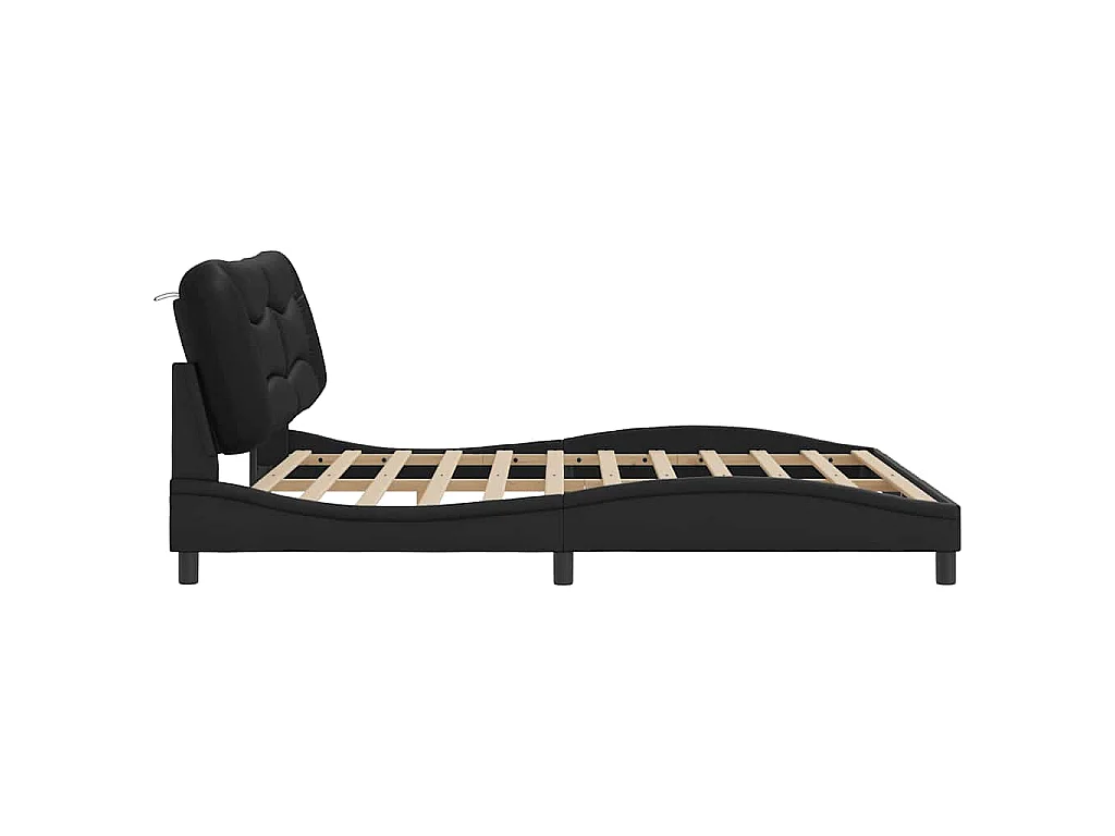 Bedframe met LED zonder matras "Hvar" zwart 180x200 cm