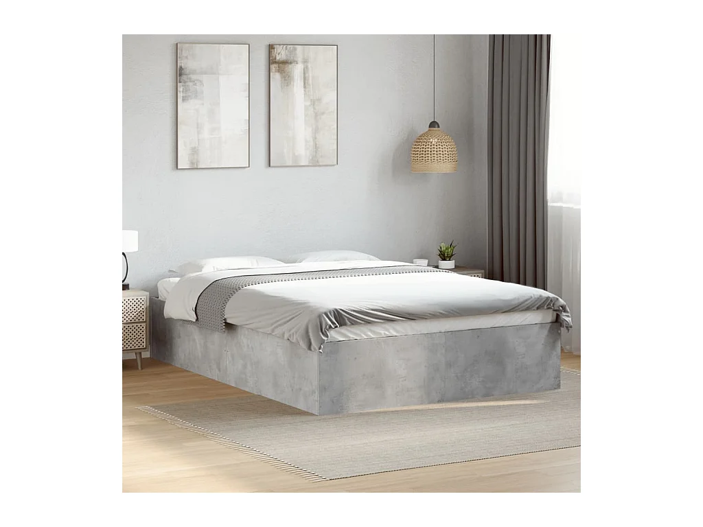 Cadre de lit sans matelas gris béton 135x190 cm