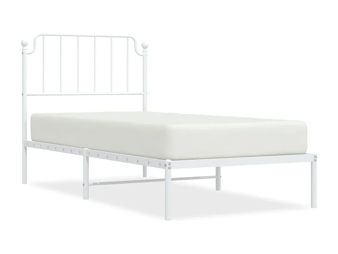 Bettgestell mit Kopfteil Metall Weiß 90x200 cm
