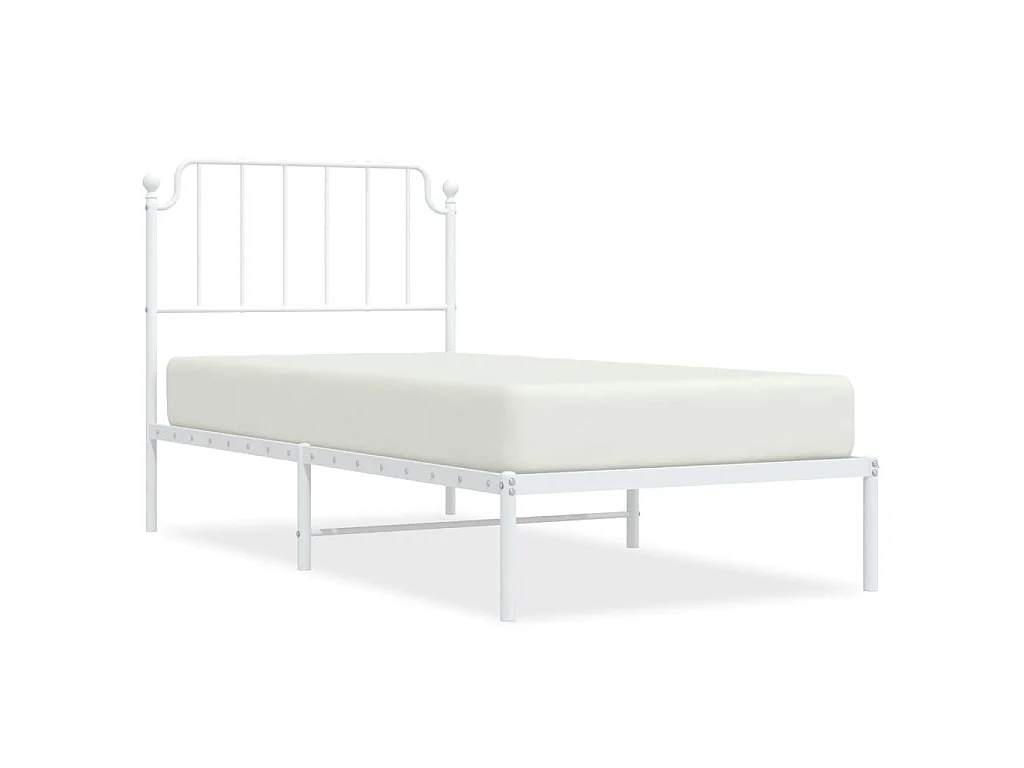 Cadre de lit métal sans matelas avec tête de lit blanc 90x200cm