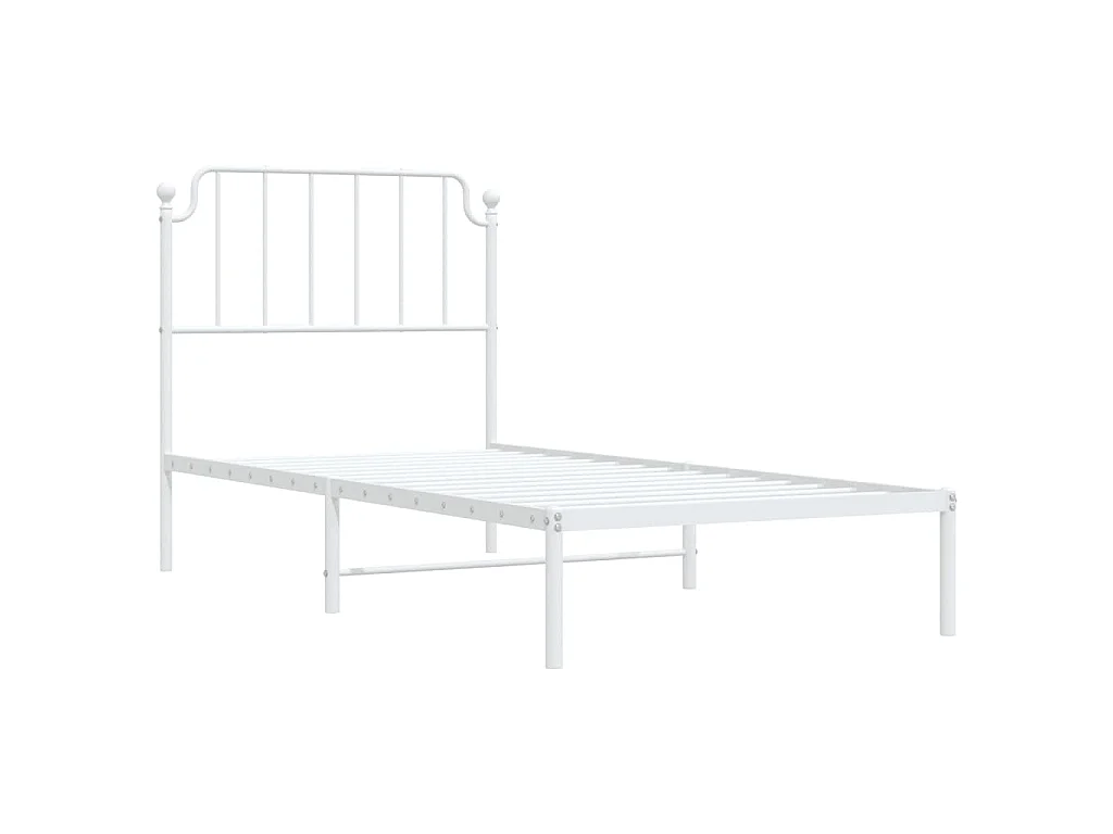 Cadre de lit métal sans matelas avec tête de lit blanc 90x200cm